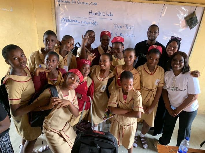 Students taking part in a school health club